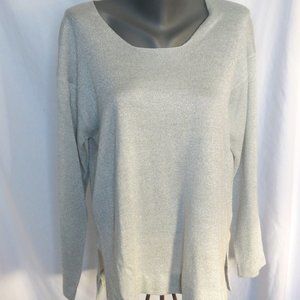 1990s Holiday Glam Sparkle Tunic Silver Scoop Neck